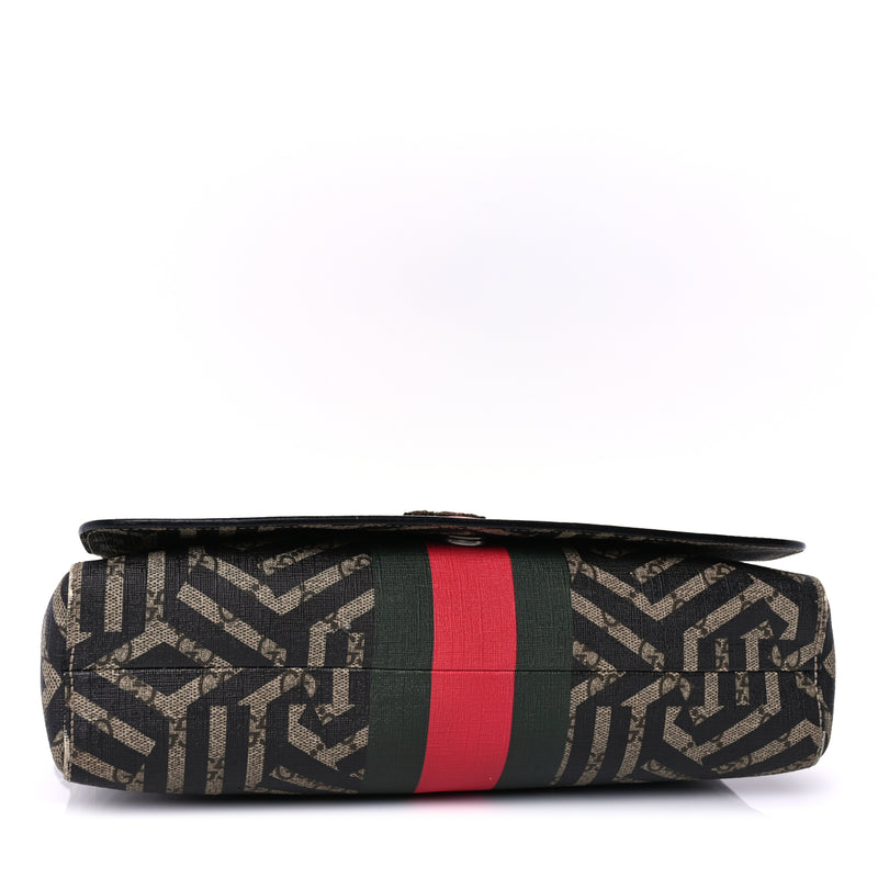 Gucci GG Supreme Monogram Caleido Web Crossbody  Beige Ebony