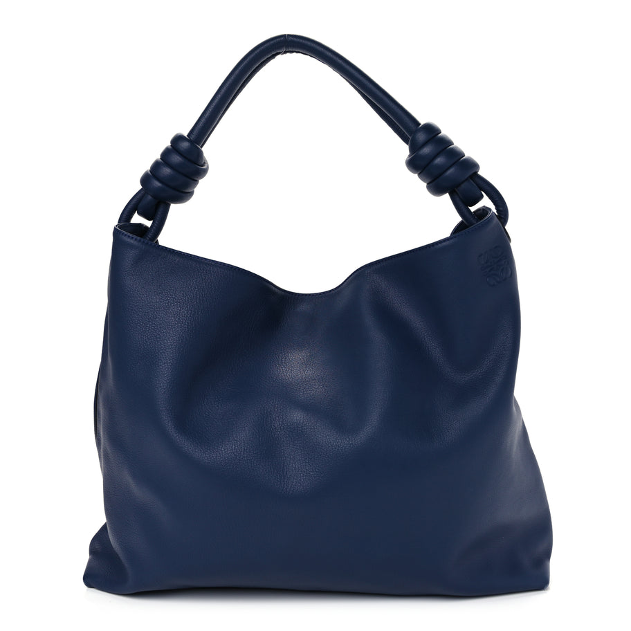 Loewe Calfskin Small Flamenco Knot Hobo Navy Image 1