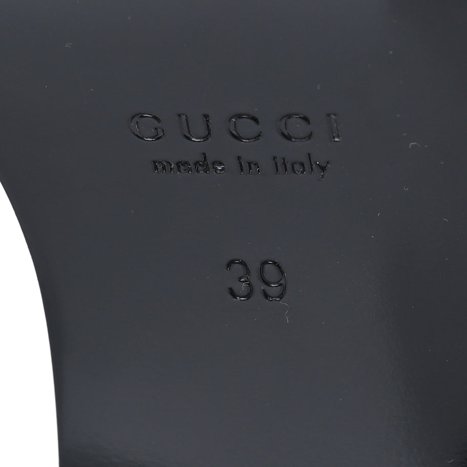Gucci Monogram Nappa Chalotte Horsebit Ankle Strap 75mm Platform Sandals 39  Beige Ebony Image 7
