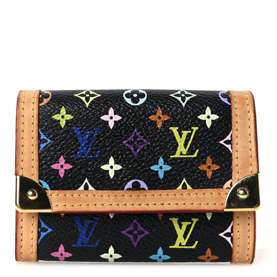 Louis Vuitton Monogram Multicolor Porte-Monnaie Plat Coin Purse Black Image 1