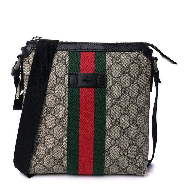  Gucci GG Supreme Monogram Web Messenger Bag Black