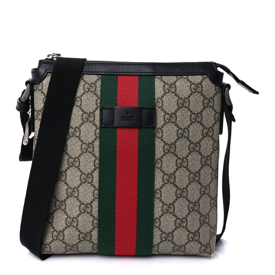 Gucci GG Supreme Monogram Web Messenger Bag Black Image 1
