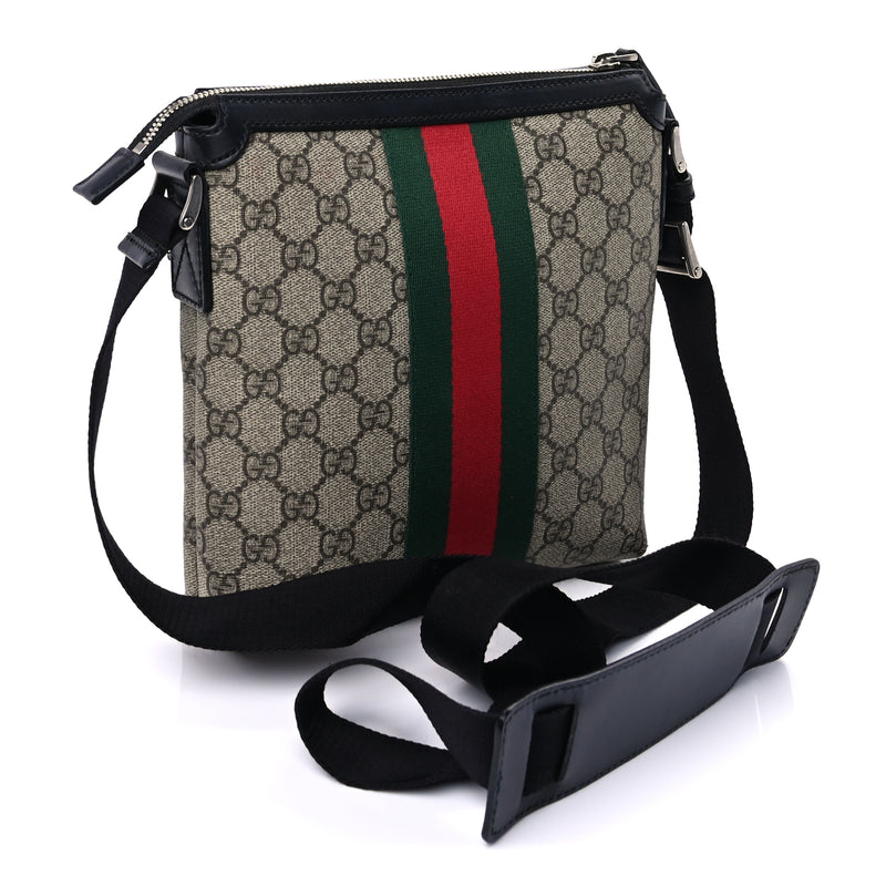  Gucci GG Supreme Monogram Web Messenger Bag Black