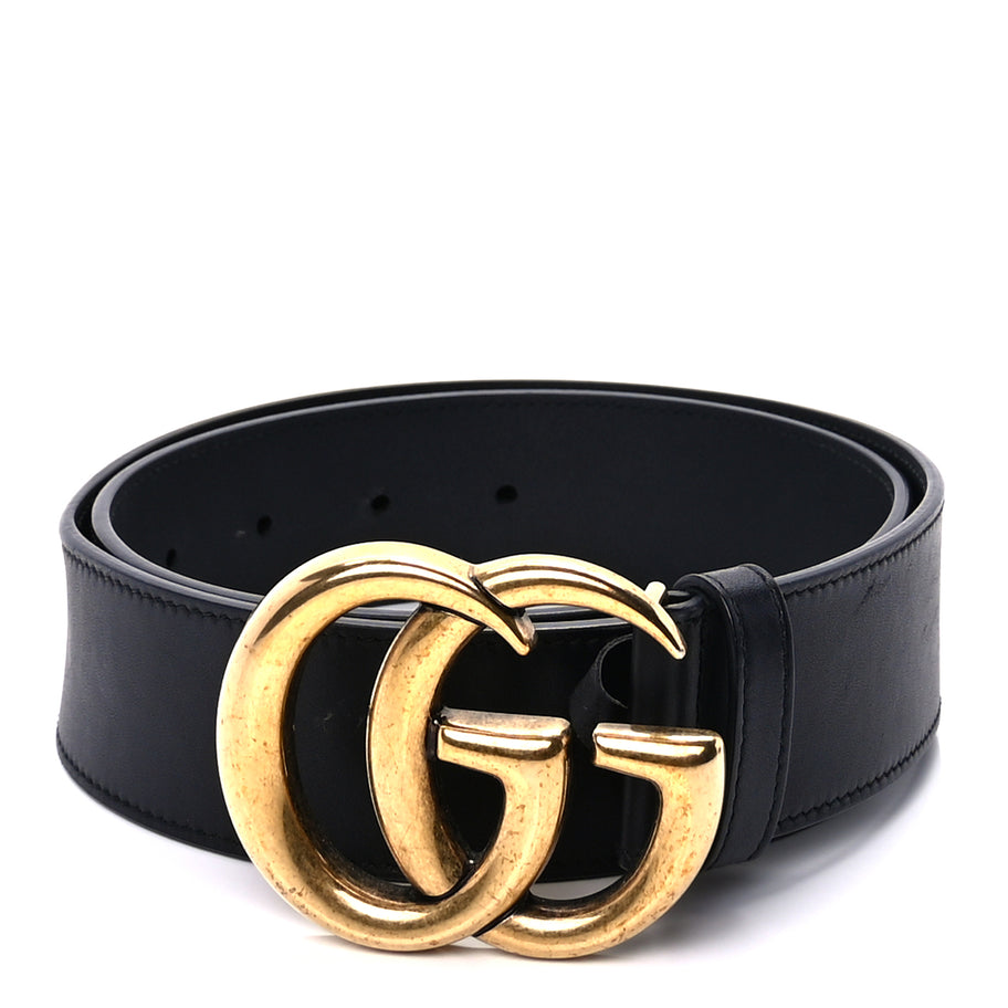 Gucci Calfskin Double G Wide Belt 75 30  Black Image 1