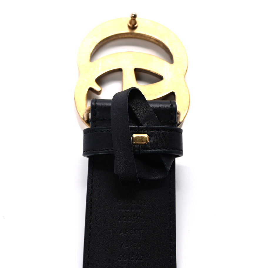 Gucci Calfskin Double G Wide Belt 75 30  Black Image 5