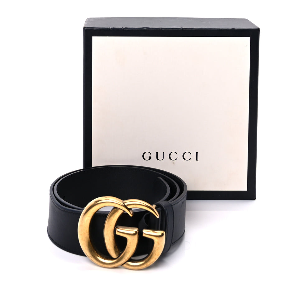 Gucci Calfskin Double G Wide Belt 75 30  Black Image 7
