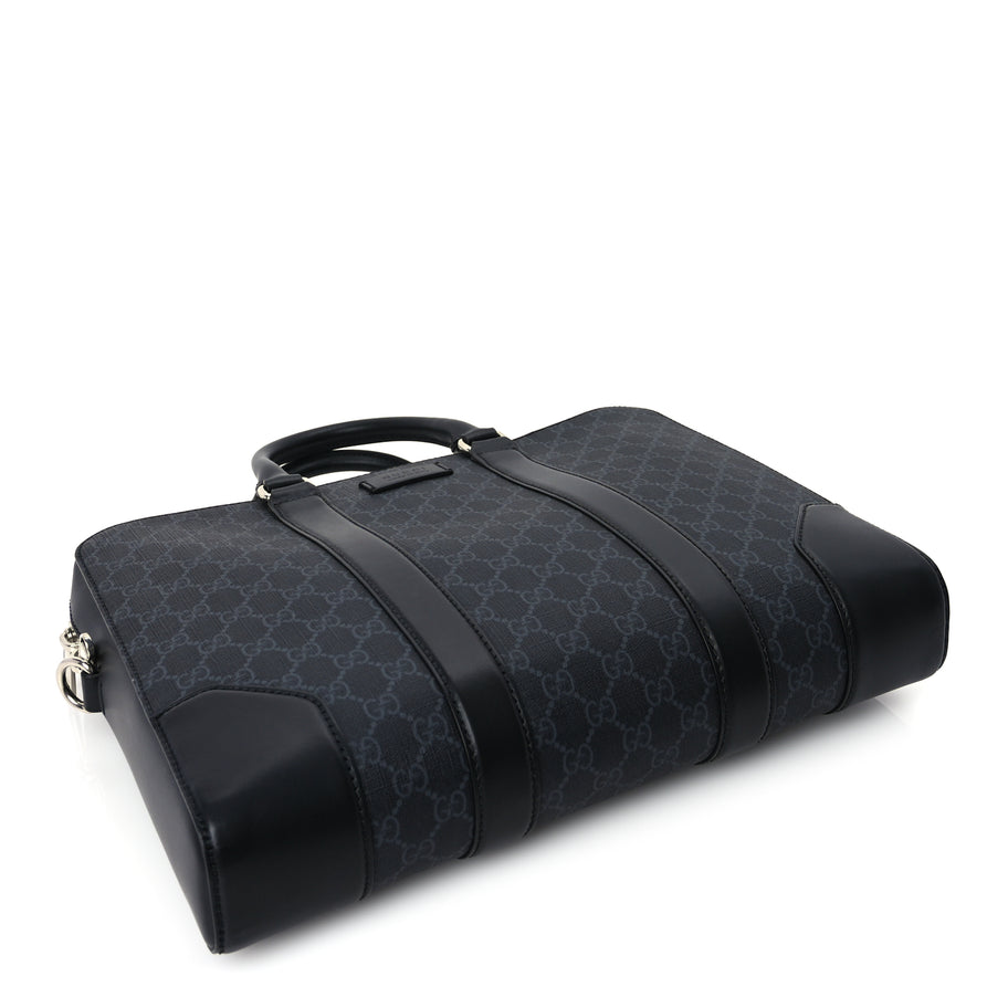 Gucci GG Supreme Monogram Appia Calfskin Web Briefcase Black Image 3