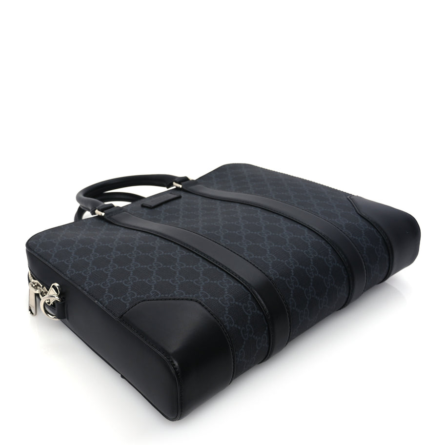 Gucci GG Supreme Monogram Appia Calfskin Web Briefcase Black Image 7