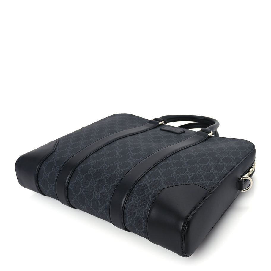 Gucci GG Supreme Monogram Appia Calfskin Web Briefcase Black Image 8