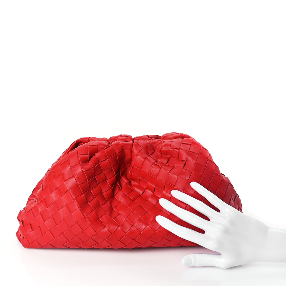 Bottega Veneta Nappa Maxi Intrecciato The Pouch Oversized Clutch Bright Red Image 2