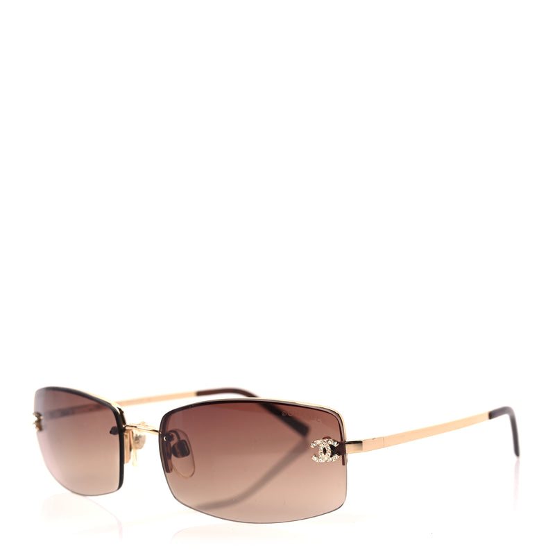  Chanel Crystal CC Logo Sunglasses 4093-B Gold