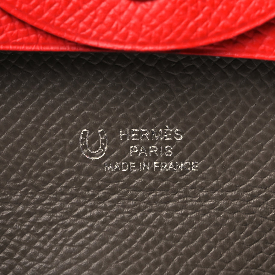 Hermes Epsom Horseshoe Bastia Coin Purse Rouge Casaque Etoupe Image 6