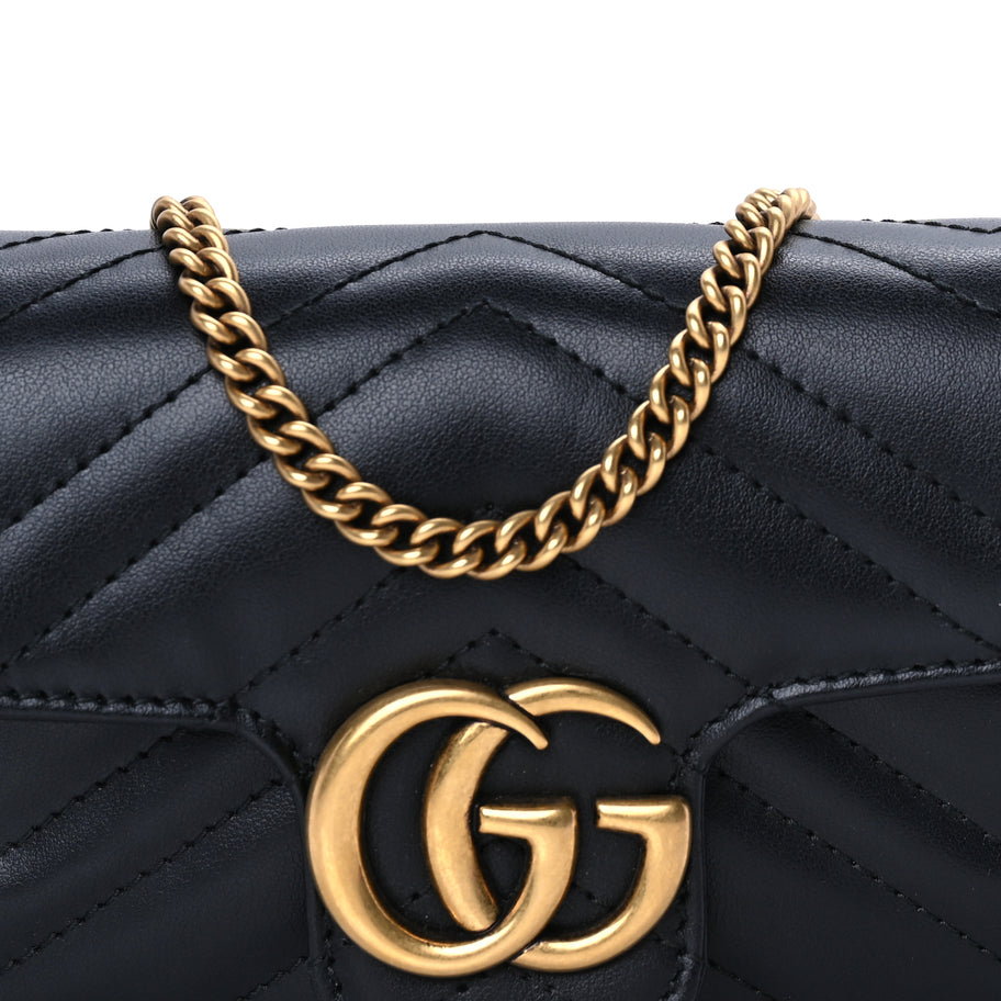 Gucci Calfskin Matelasse Super Mini GG Marmont Shoulder Bag  Black Image 6