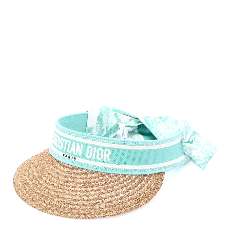 Christian Dior Straw Embroidered Dioriviera D-Ocean Visor  Green White Image 1