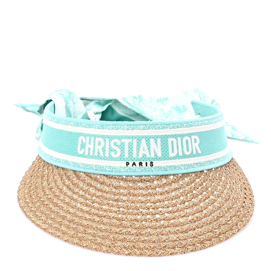 Christian Dior Straw Embroidered Dioriviera D-Ocean Visor  Green White Image 2