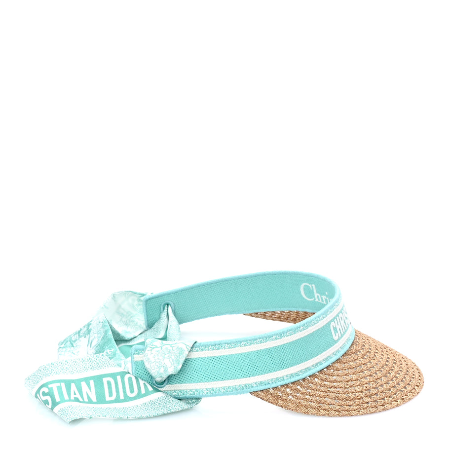 Christian Dior Straw Embroidered Dioriviera D-Ocean Visor  Green White Image 3