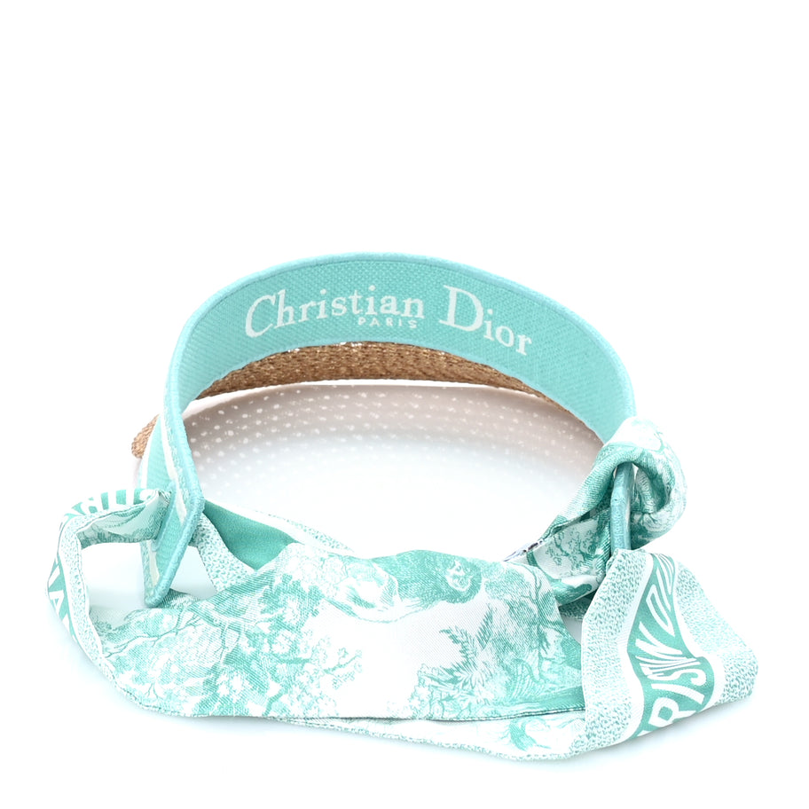 Christian Dior Straw Embroidered Dioriviera D-Ocean Visor  Green White Image 4