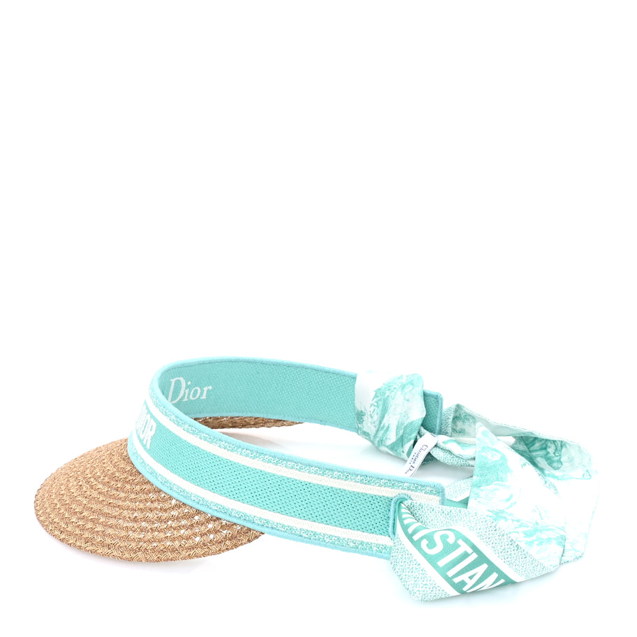 Christian Dior Straw Embroidered Dioriviera D-Ocean Visor  Green White Image 5