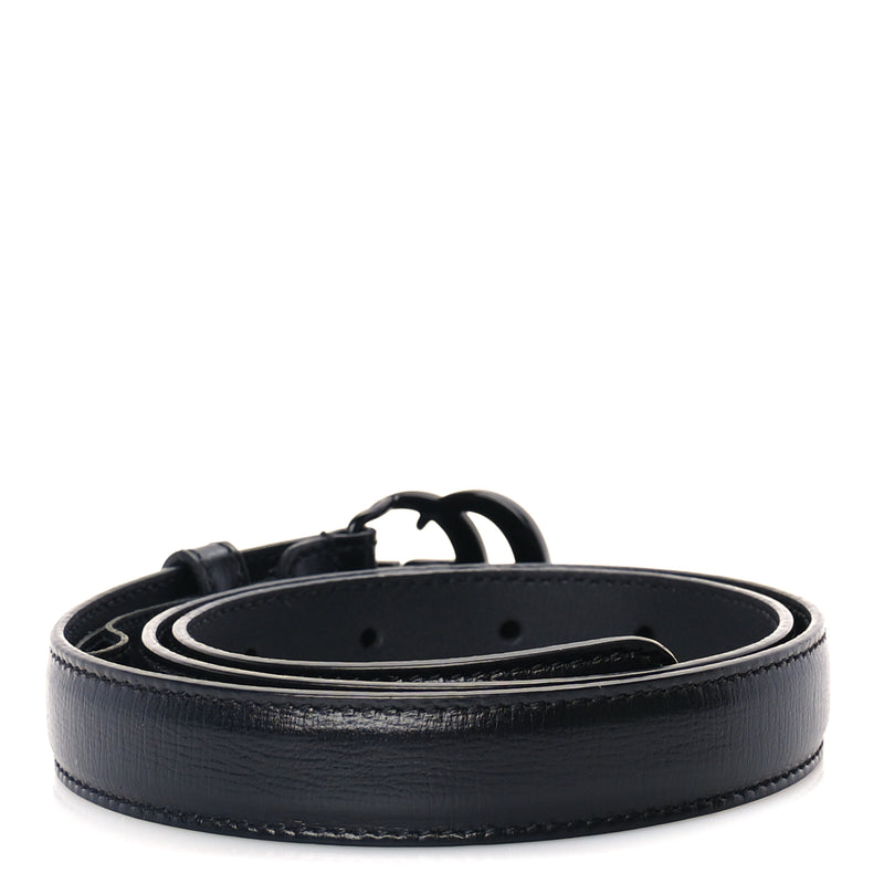  Gucci Azalea Calfskin Enamel Monochrome Double G 20mm Belt 70 28  Black