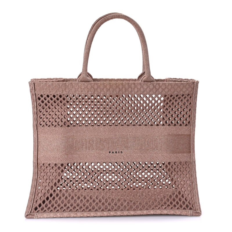  Christian Dior Mesh Embroidered Large Book Tote Clay