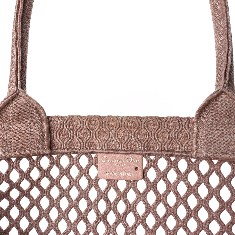 Christian Dior Mesh Embroidered Large Book Tote Clay Image 5