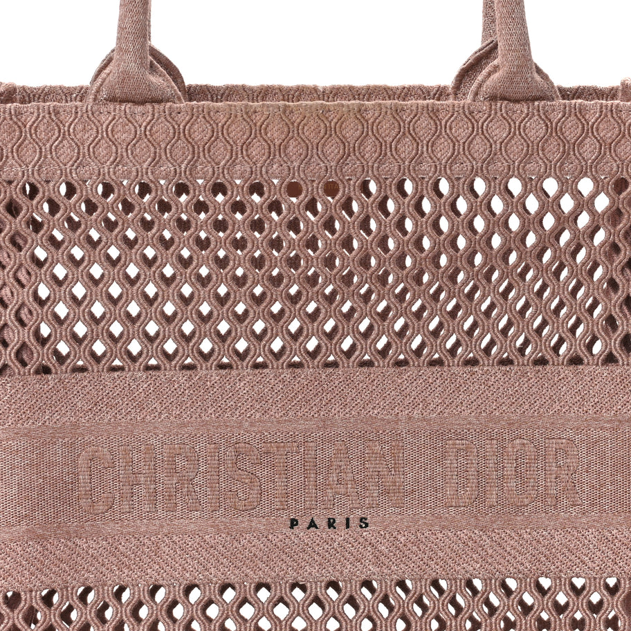 Christian Dior Mesh Embroidered Large Book Tote Clay Image 6
