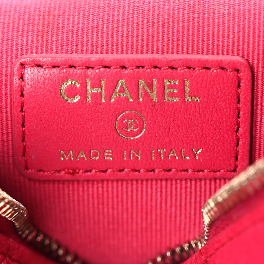 Chanel Lambskin Quilted Top Handle Mini Vanity Case With Chain Dark Pink Image 4