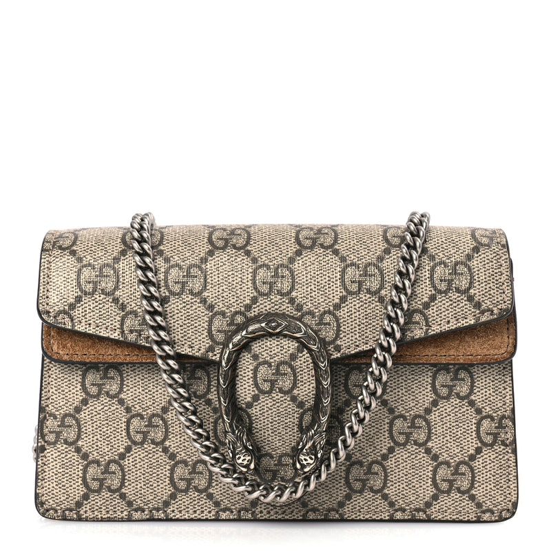  Gucci GG Supreme Monogram Super Mini Dionysus Shoulder Bag Taupe