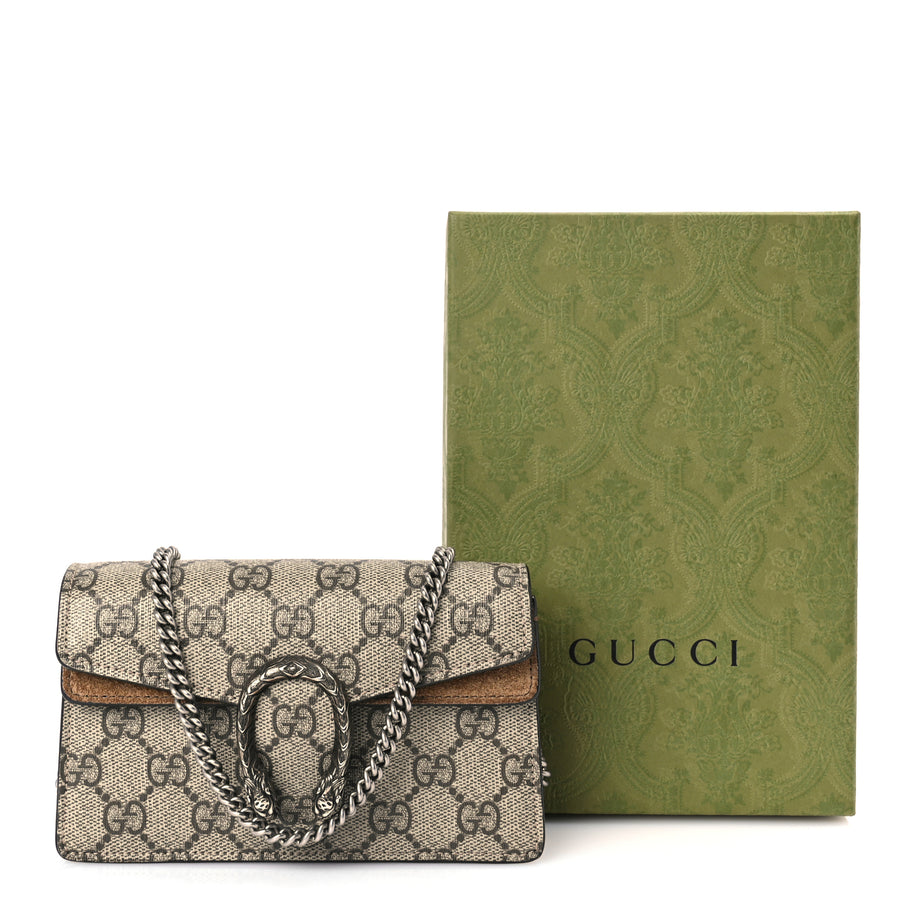 Gucci GG Supreme Monogram Super Mini Dionysus Shoulder Bag Taupe Image 10