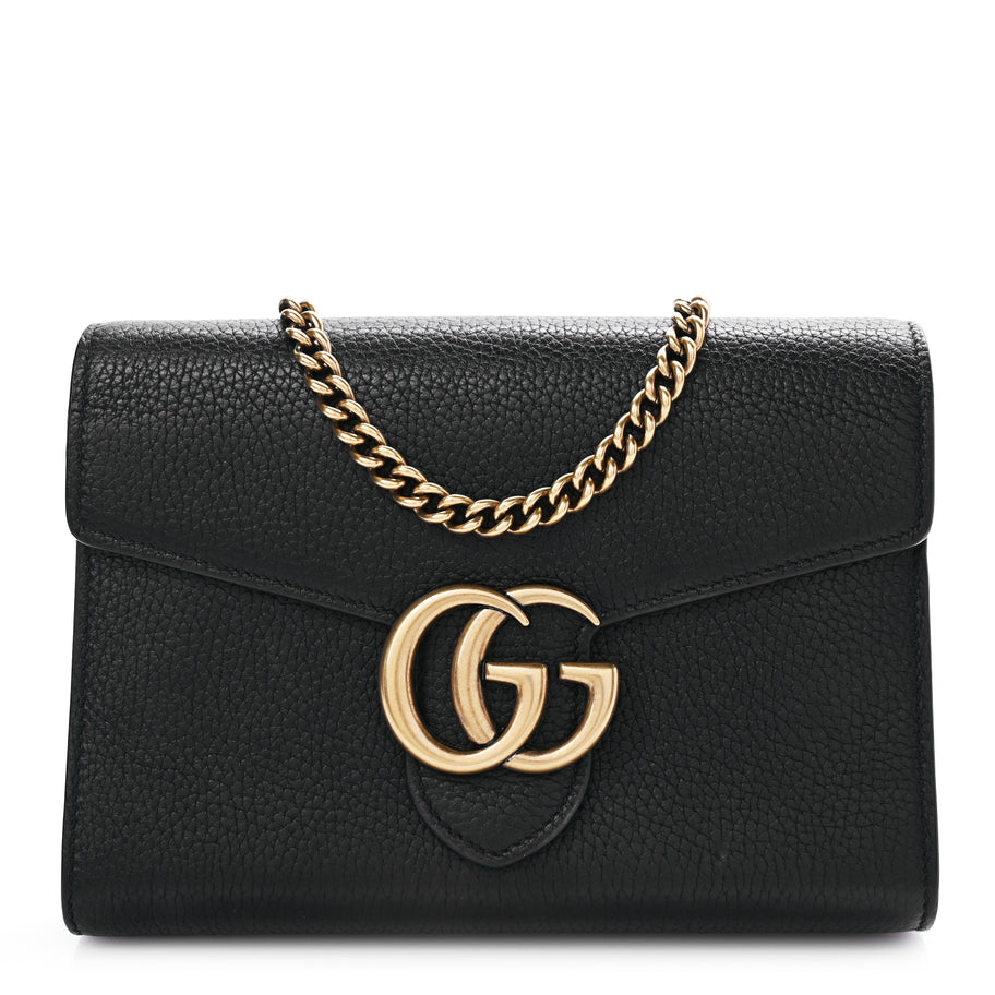 Gucci Calfskin GG Marmont Chain Wallet Black Image 1