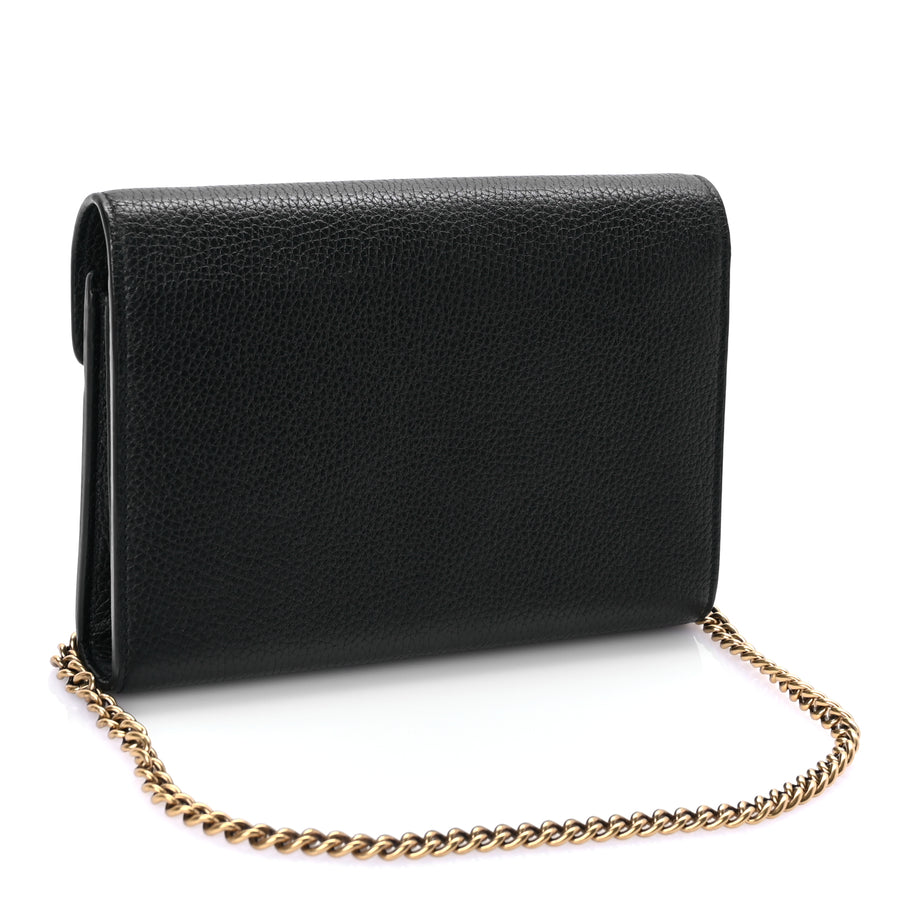 Gucci Calfskin GG Marmont Chain Wallet Black Image 3