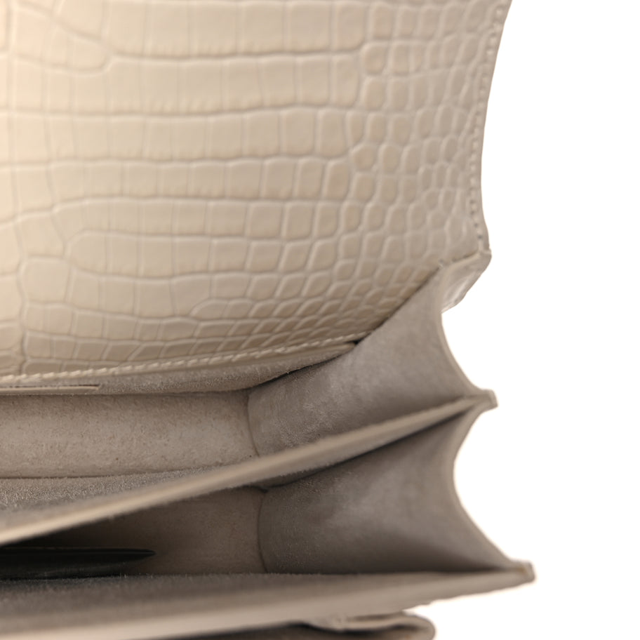 Saint Laurent Calfskin Crocodile Embossed Medium Monogram Sunset Blanc Vintage Image 3