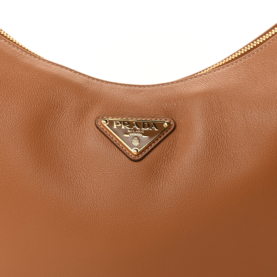 Prada Soft Calfskin Large Shoulder Bag  Caramel Image 6