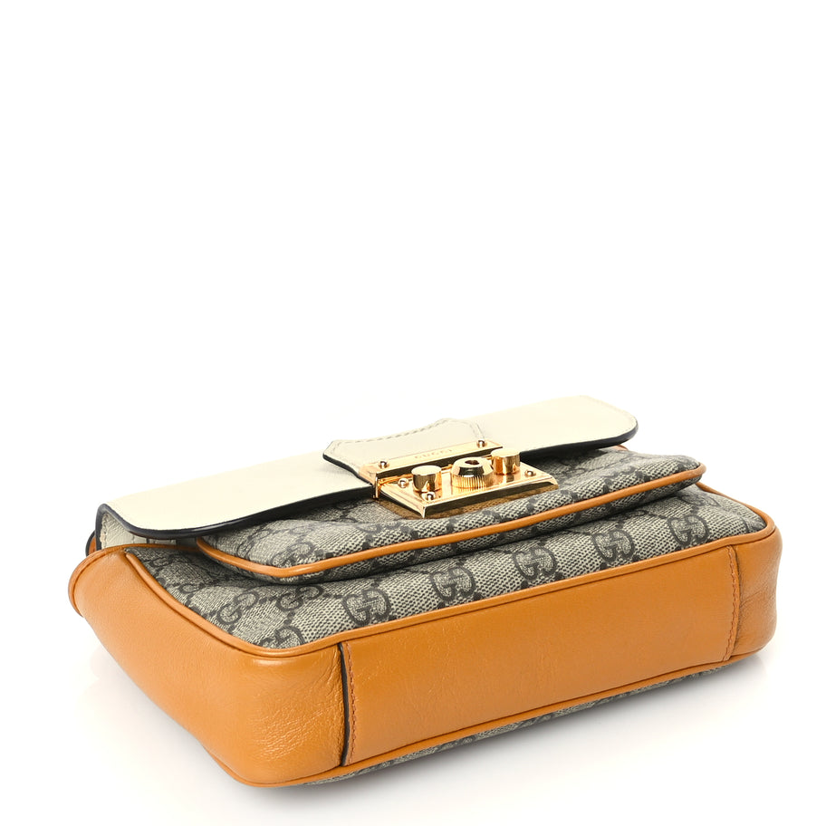 Gucci GG Supreme Monogram Calfskin Mini Padlock Flap Pocket Shoulder Bag Mystic White Sun Oil Image 3