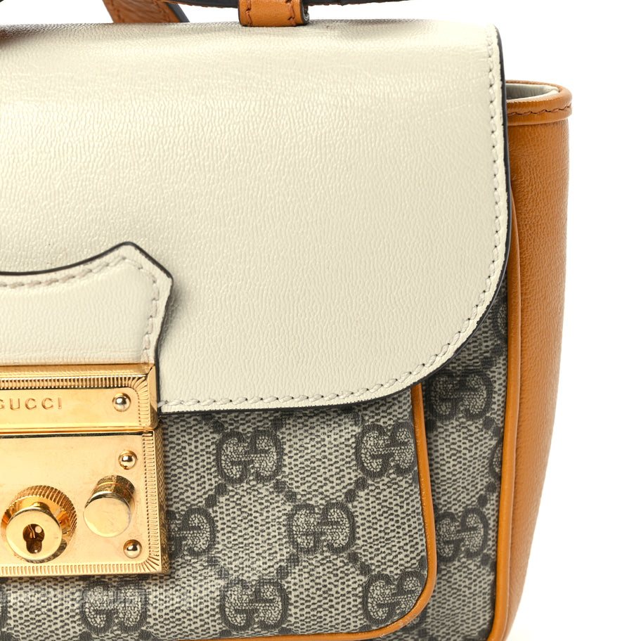 Gucci GG Supreme Monogram Calfskin Mini Padlock Flap Pocket Shoulder Bag Mystic White Sun Oil Image 6