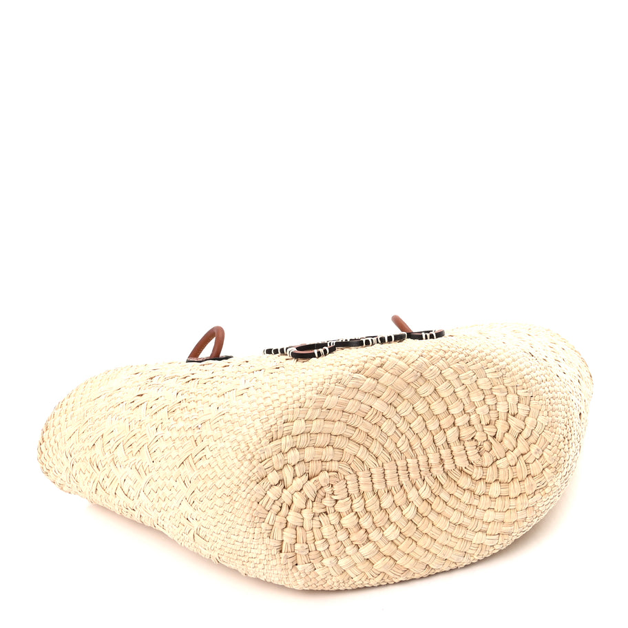 Loewe Calfskin Raffia Small Anagram Basket Tote Bag Natural Tan Image 3