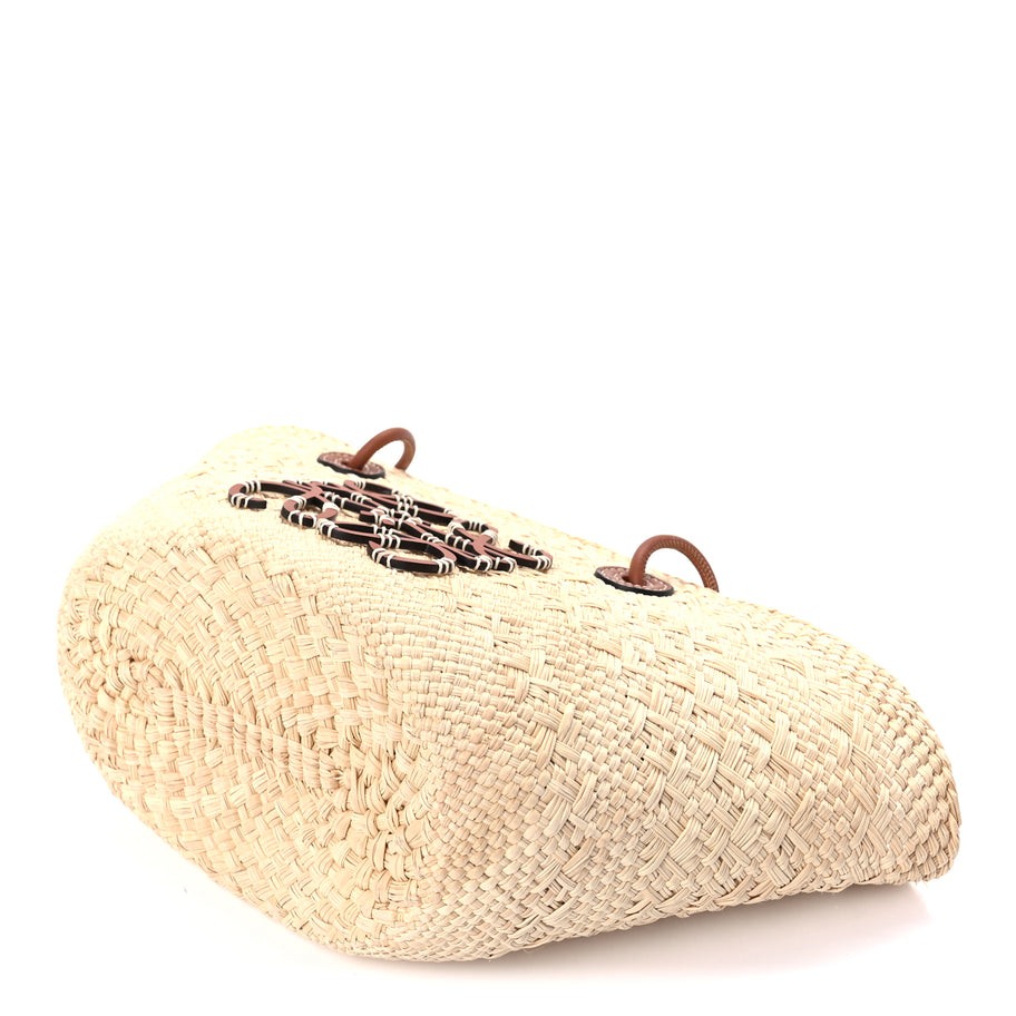 Loewe Calfskin Raffia Small Anagram Basket Tote Bag Natural Tan Image 6