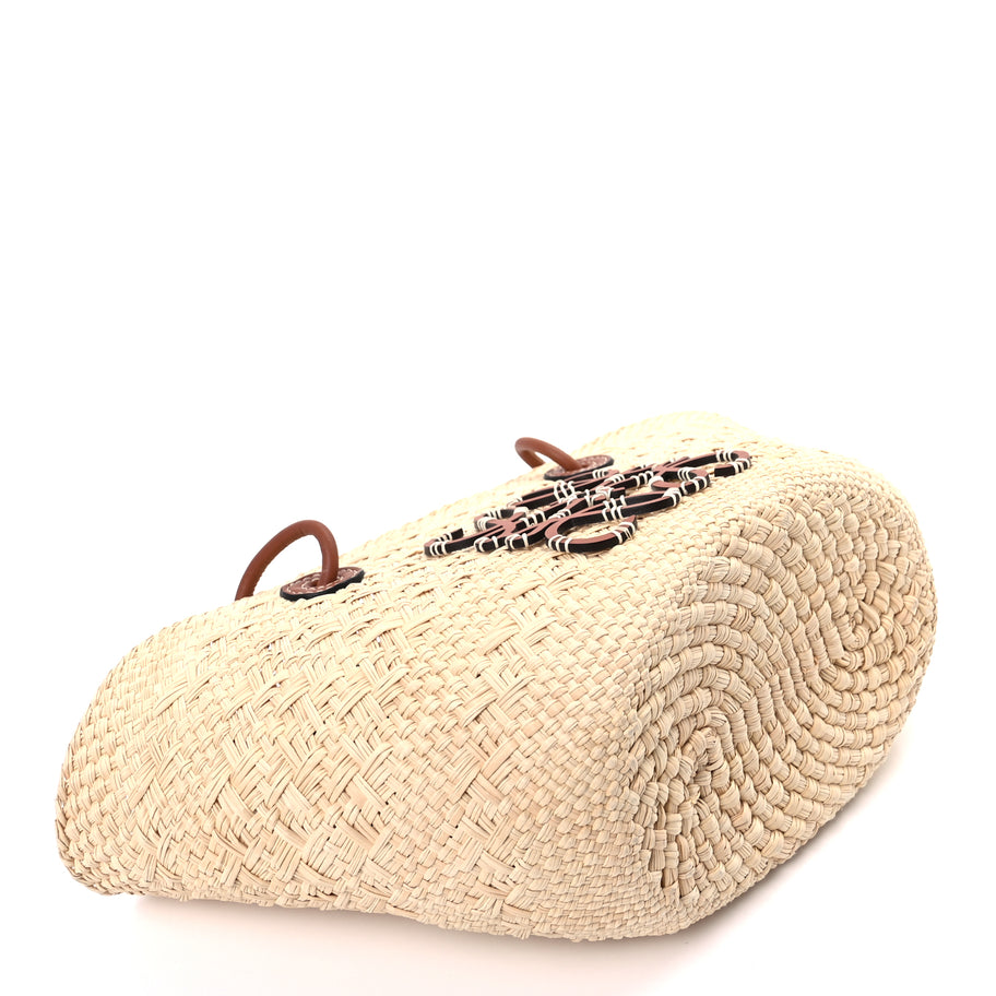 Loewe Calfskin Raffia Small Anagram Basket Tote Bag Natural Tan Image 7