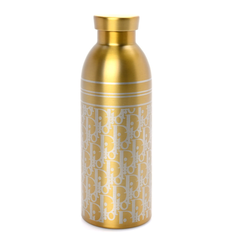  Christian Dior Oblique Stainless Steel Grained Calfskin Aqua Bottle With Shoulder Strap Yellow
