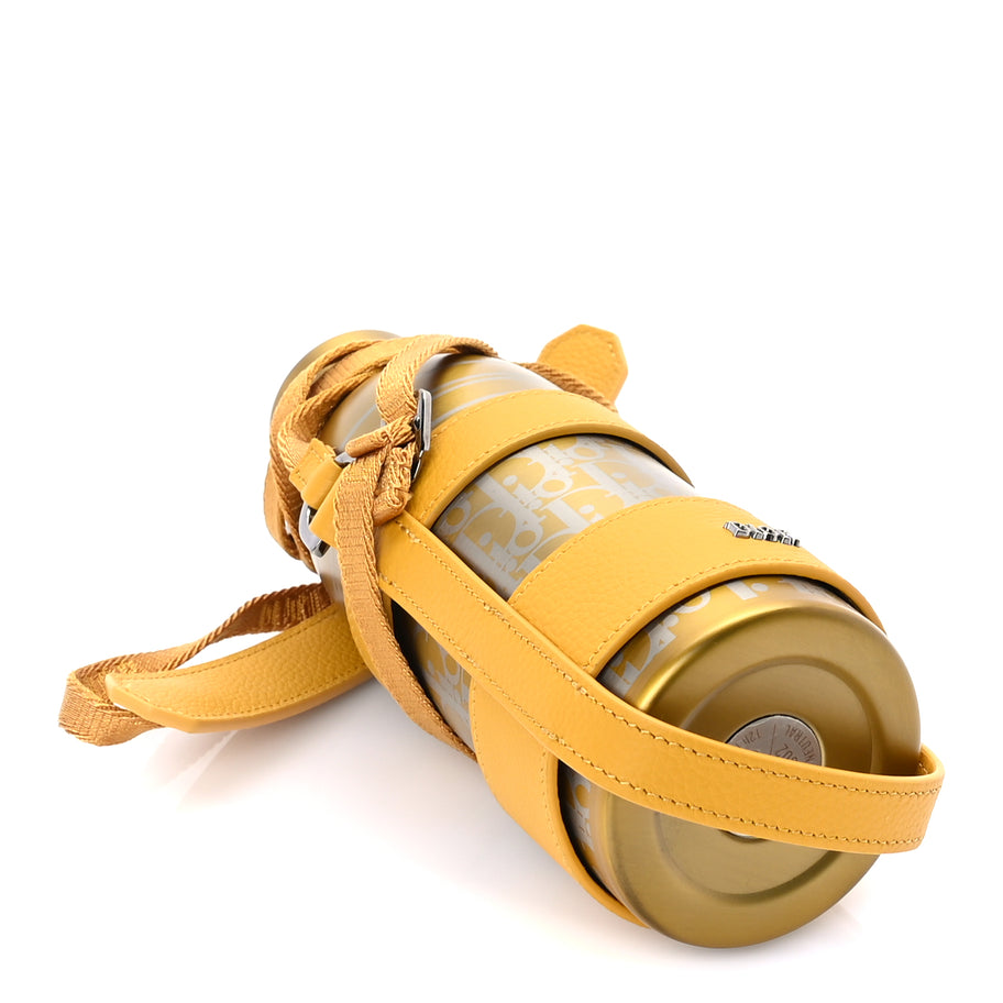 Christian Dior Oblique Stainless Steel Grained Calfskin Aqua Bottle With Shoulder Strap Yellow Image 4