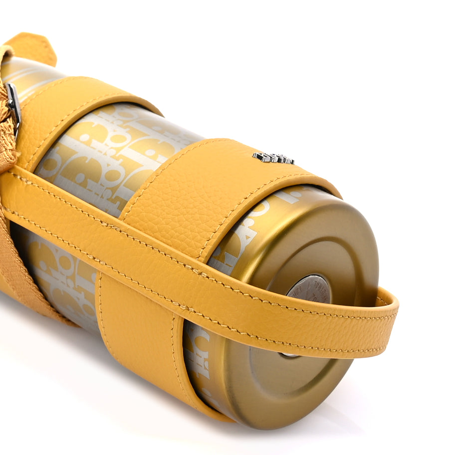 Christian Dior Oblique Stainless Steel Grained Calfskin Aqua Bottle With Shoulder Strap Yellow Image 5