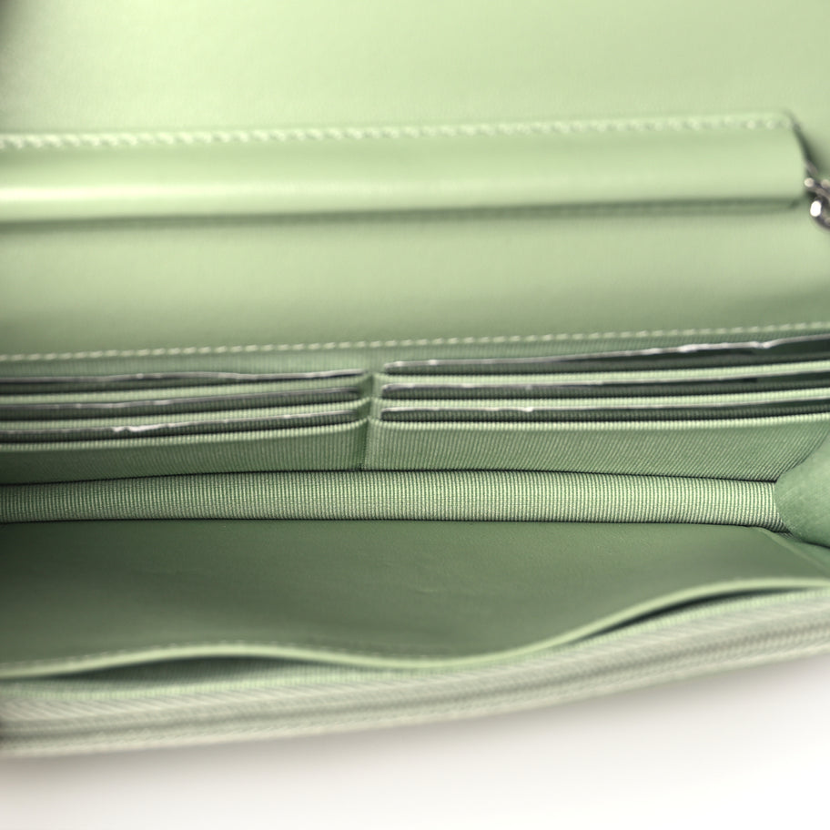 Chanel Lambskin Quilted Crystal Star Wallet On Chain WOC Green Image 4