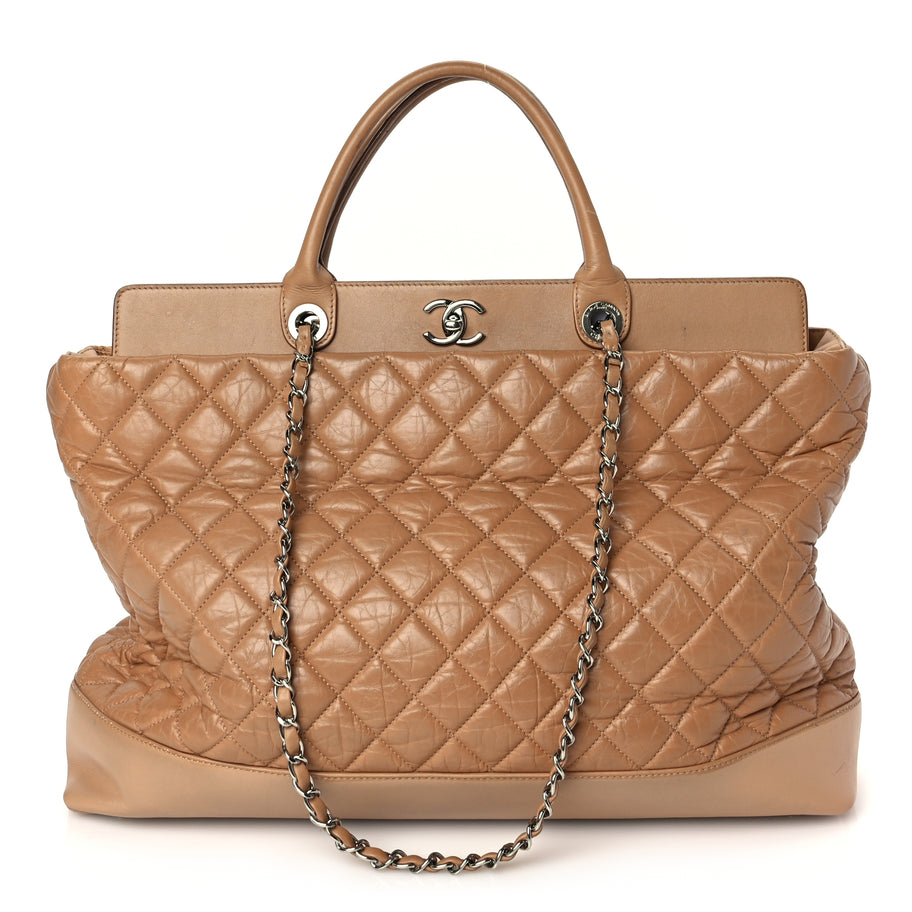 Chanel Aged Calfskin Quilted Be CC Tote Beige Image 1