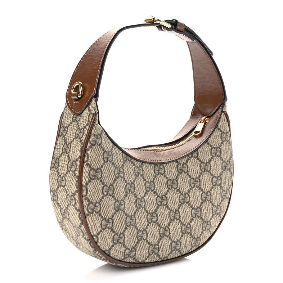 Gucci GG Supreme Monogram Azalea Calfskin Mini Retro Interlocking G Half Moon Bag Beige Ebony Brown Sugar Image 2