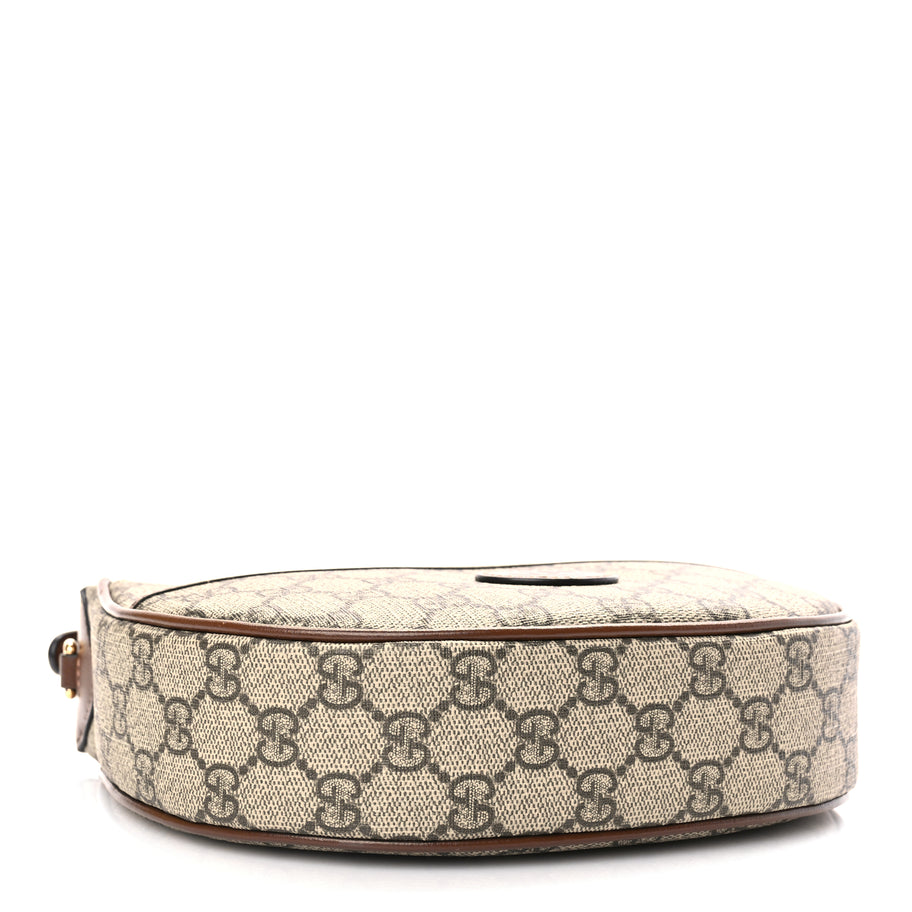 Gucci GG Supreme Monogram Azalea Calfskin Mini Retro Interlocking G Half Moon Bag Beige Ebony Brown Sugar Image 3