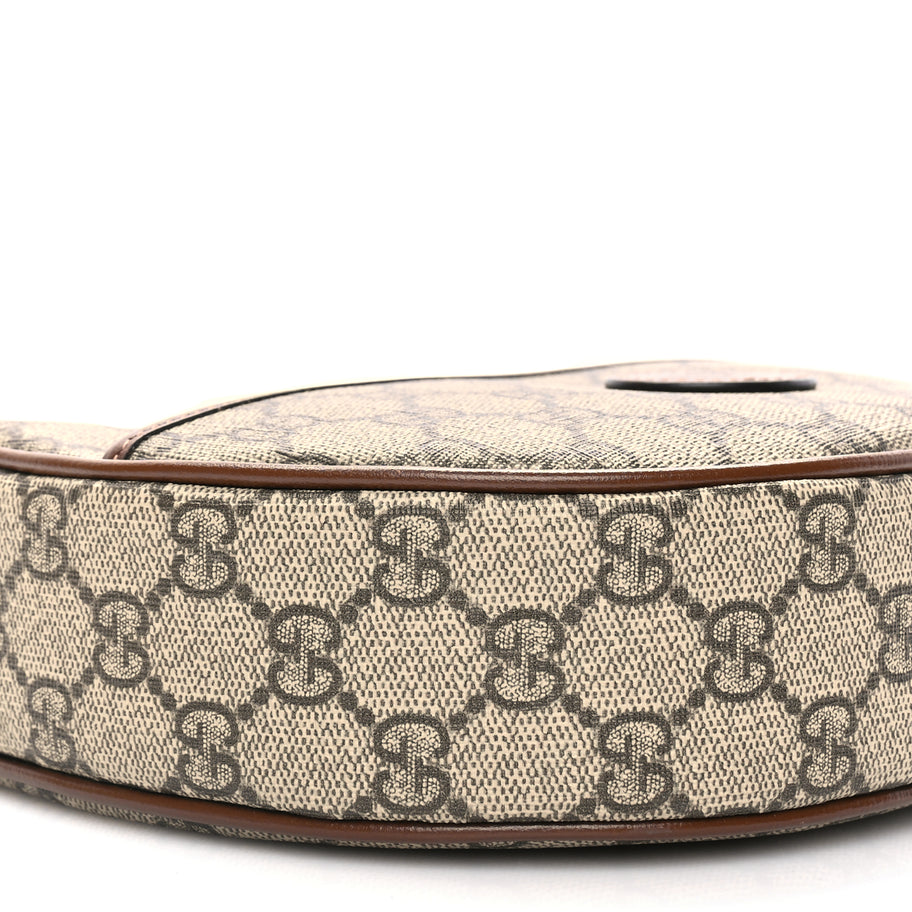 Gucci GG Supreme Monogram Azalea Calfskin Mini Retro Interlocking G Half Moon Bag Beige Ebony Brown Sugar Image 6