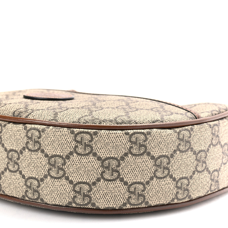 Gucci GG Supreme Monogram Azalea Calfskin Mini Retro Interlocking G Half Moon Bag Beige Ebony Brown Sugar Image 7