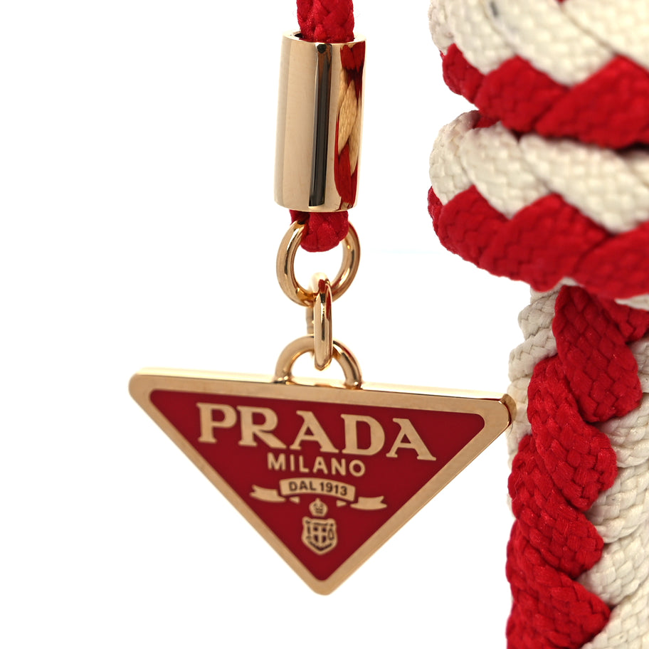 Prada Cotton Crochet Cord Bag Pendant Rosso Giallo Image 3