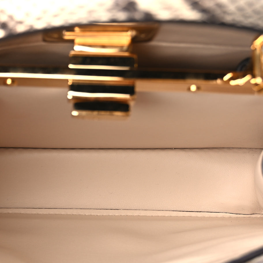 Fendi Snakeskin Shiny Nappa Small Peekaboo I SEE U Beige Image 4