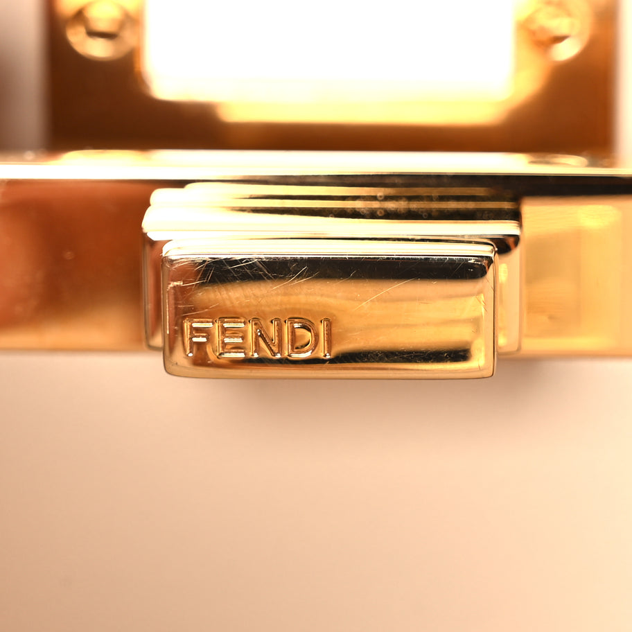 Fendi Snakeskin Shiny Nappa Small Peekaboo I SEE U Beige Image 5